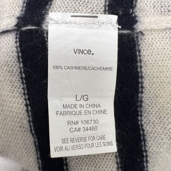 Vince Breton Striped 100% Cashmere Colorblock Stripe Pullover Sweater Women’s L - Picture 8 of 9